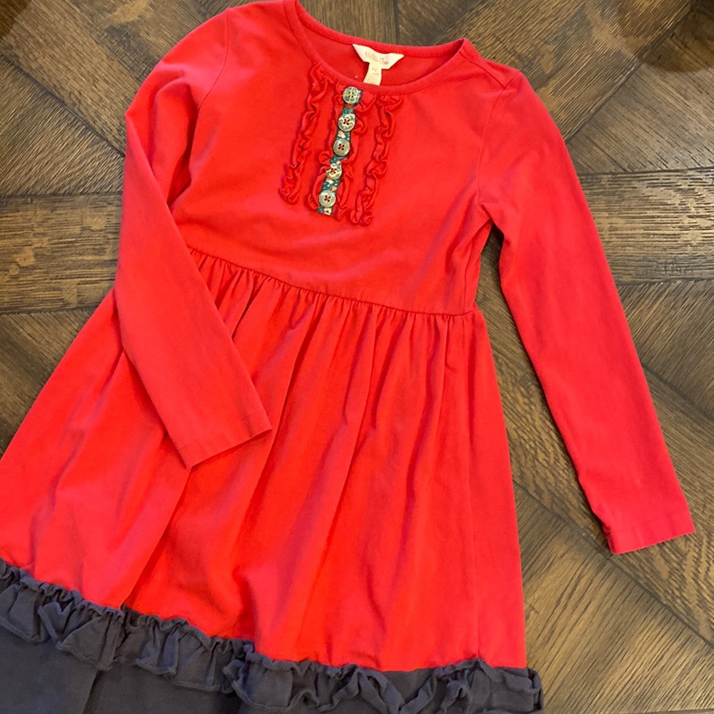 Matilda Jane red dress with gray border